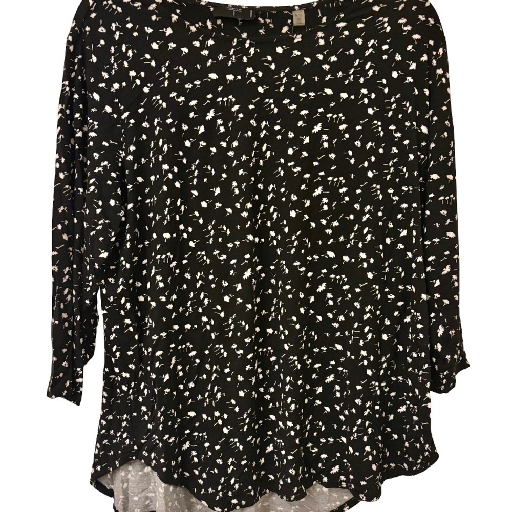 Tahari Black and White Long Sleeve Top